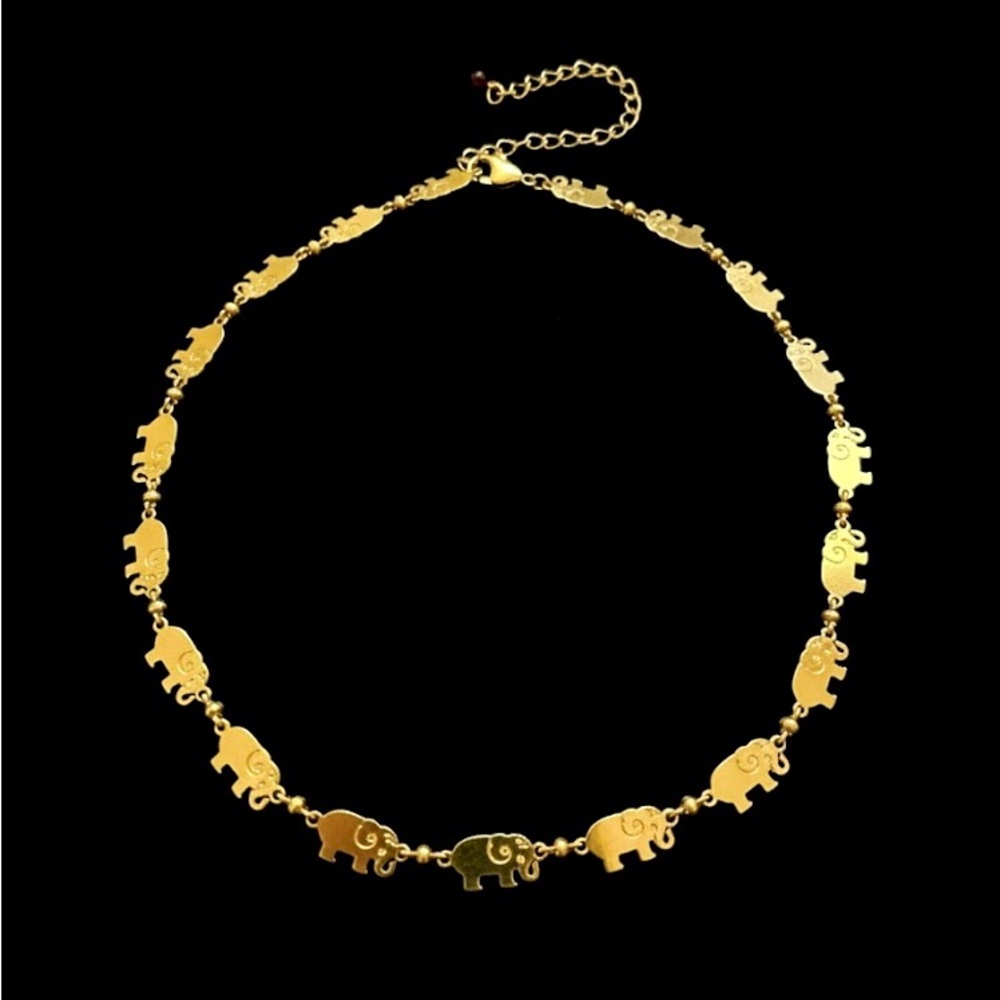 Gold Elephant Charm Necklace